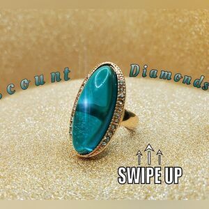 CLEARANCE -18K Rose Gold Marquise Emerald & White Baguette Diamond Cocktail Ring